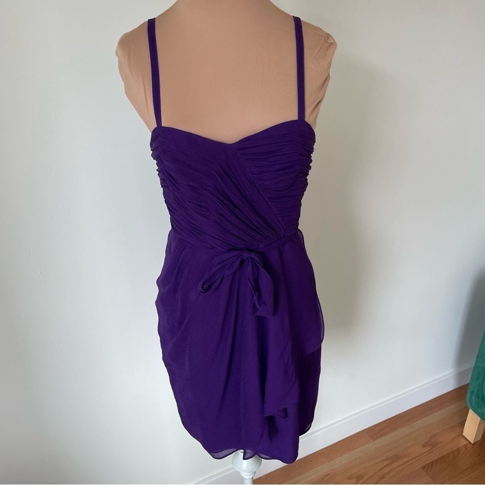 J. Crew Deep Purple Lined Silk Sweetheart Waist Tie Mini Dress 50391 EUC Size 2